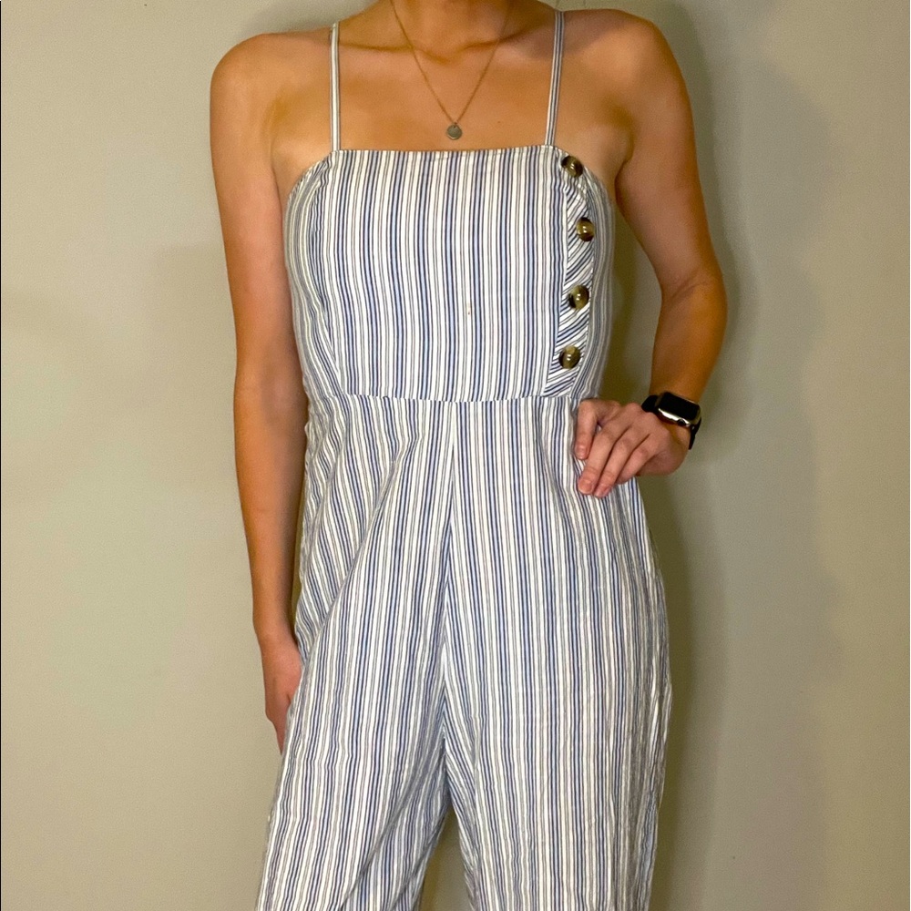 Striped summer cotton jumpsuit